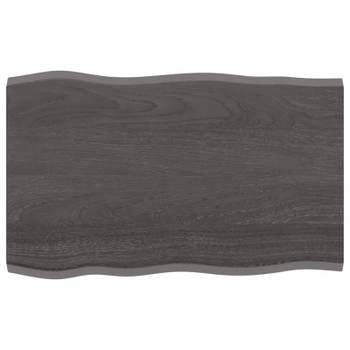 vidaXL Tafelblad natuurlijke rand 80x50x2 cm eikenhout donkerbruin