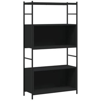 vidaXL Boekenrek 80x30x145,5 cm bewerkt hout en ijzer zwart