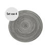 Krumble Placemat rond - Zilver/grijs - Set van 4