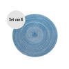 Krumble Placemat rond - Blauw/grijs - Set van 6