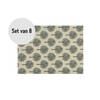 Krumble Placemat met boom patroon - 30 x 40 cm - Katoen - Beige - Set van 8