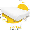 Sleep Comfy - Traagschuim Hoofdkussen - Geschikt voor rug-, zij-en buikslapers - Neksteun Kussen-M 57x37x10/7 cm