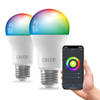 Calex Slimme LED Lamp - 2 stuks - E27- RGB en Warm Wit - 9.4W