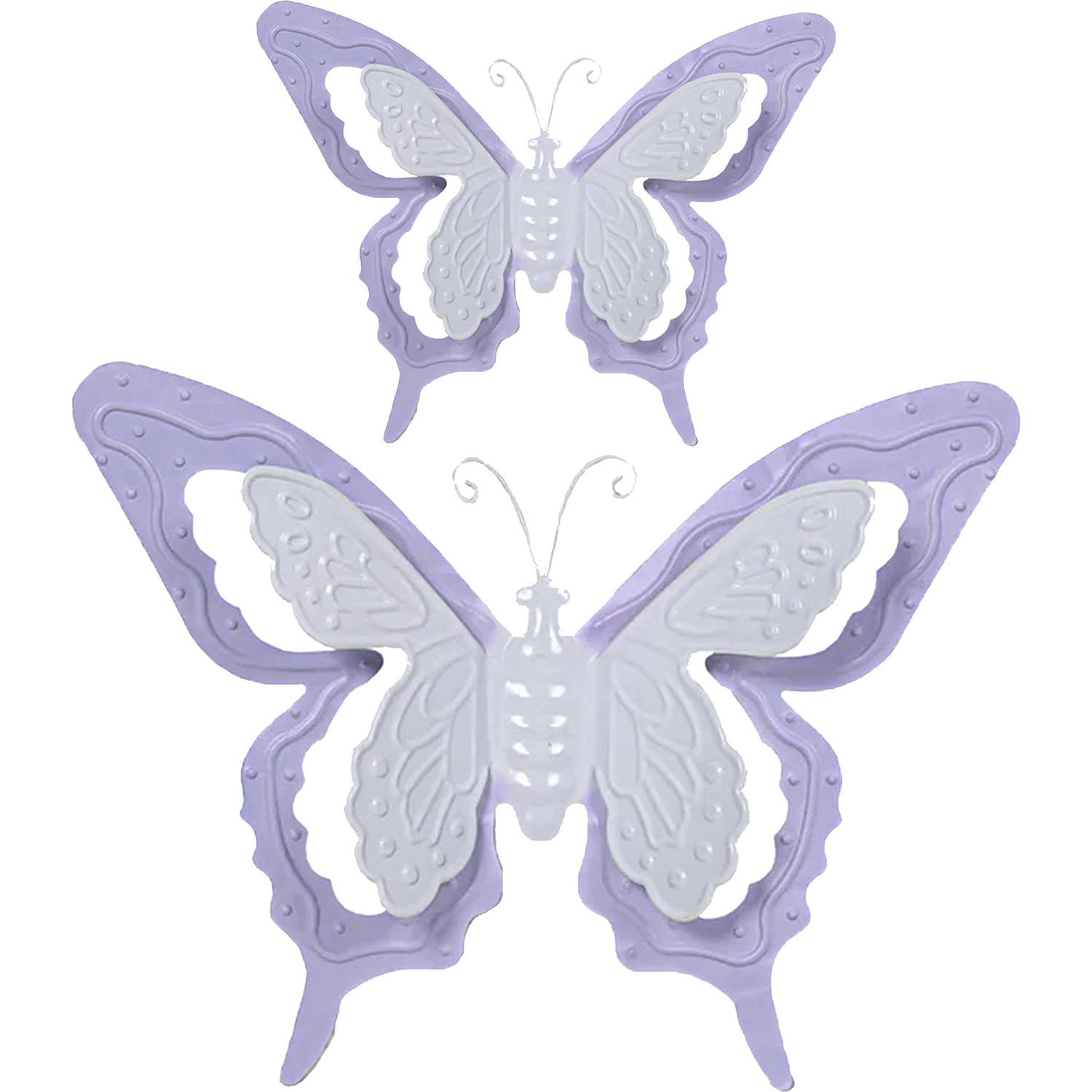 Tuin-schutting decoratie vlinders metaal lila paars 17 x 13 cm 36 x 27 cm Tuinbeelden