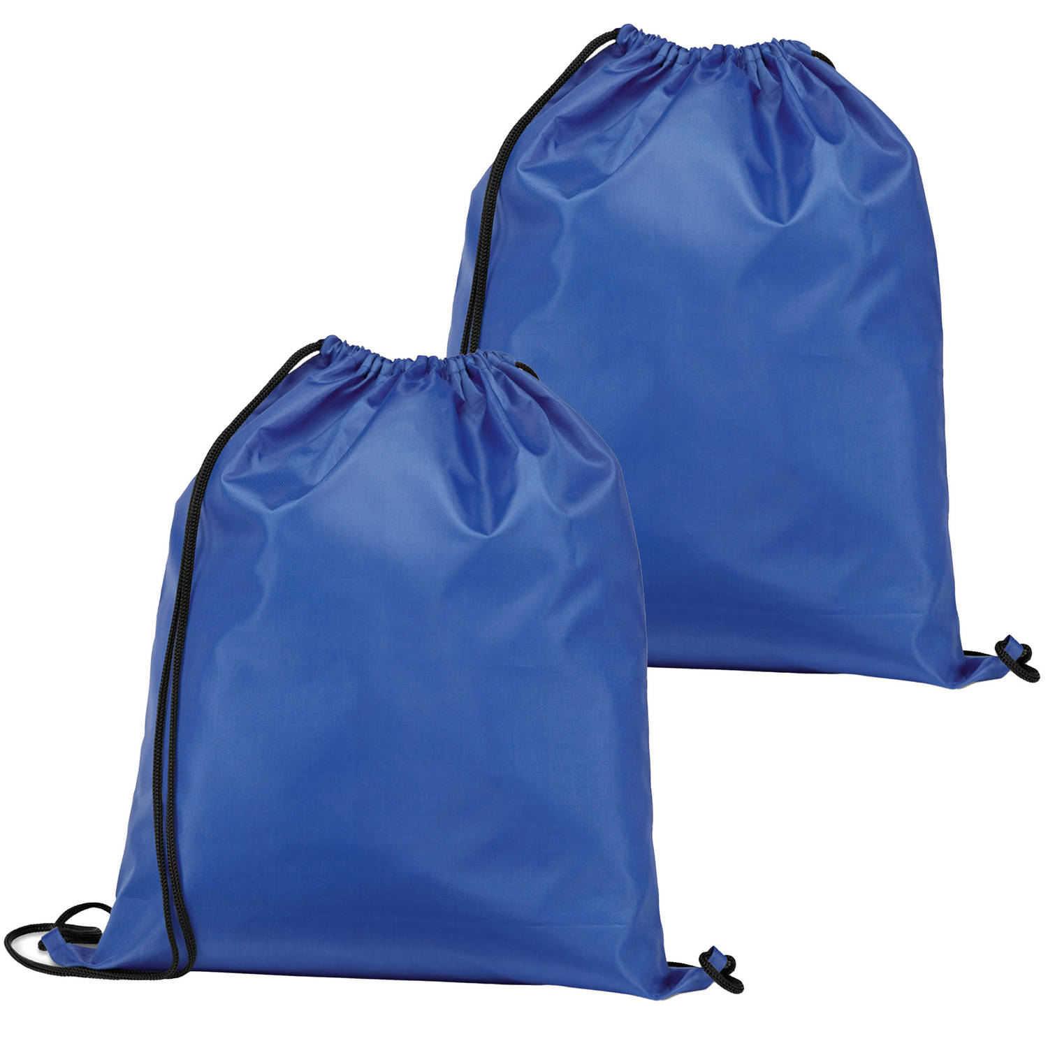 Gymtas-lunchtas-zwemtas met rijgkoord 2x voor kinderen blauw 35 x 41 cm Rugzak
