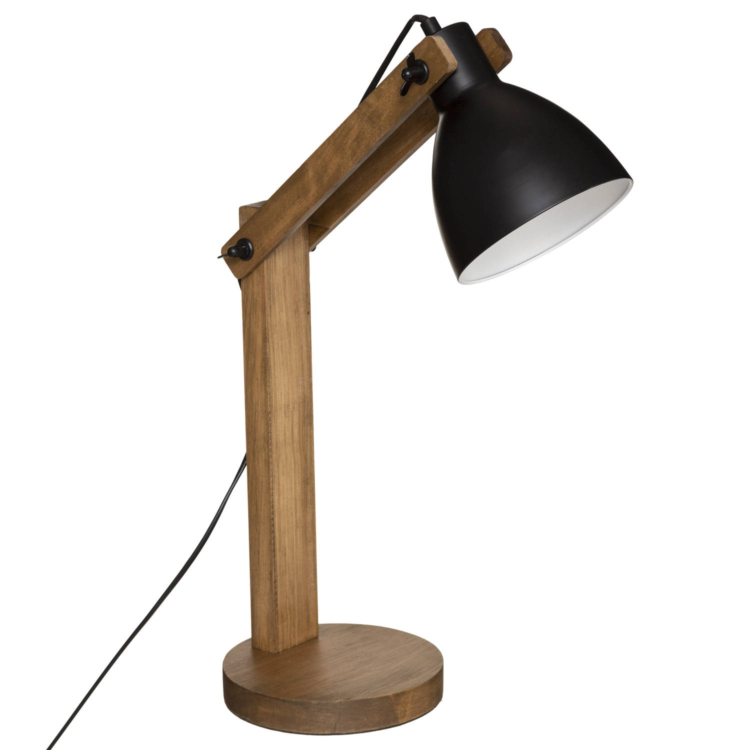 Atmosphera Tafellamp-bureaulampje Design Light Cuba hout-zwart H56 cm Bureaulampen