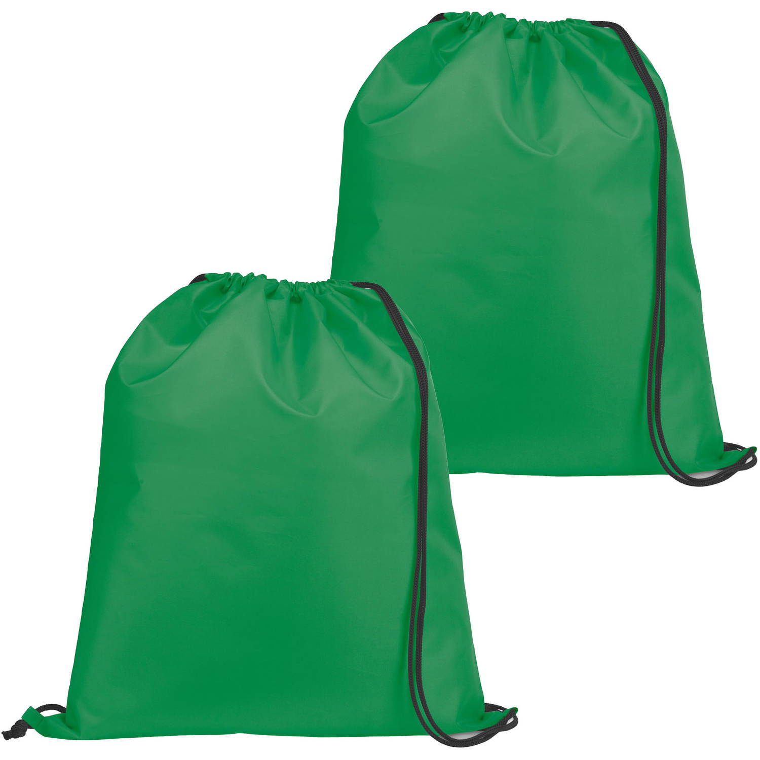 Gymtas-lunchtas-zwemtas met rijgkoord 2x voor kinderen groen 35 x 41 cm Rugzak