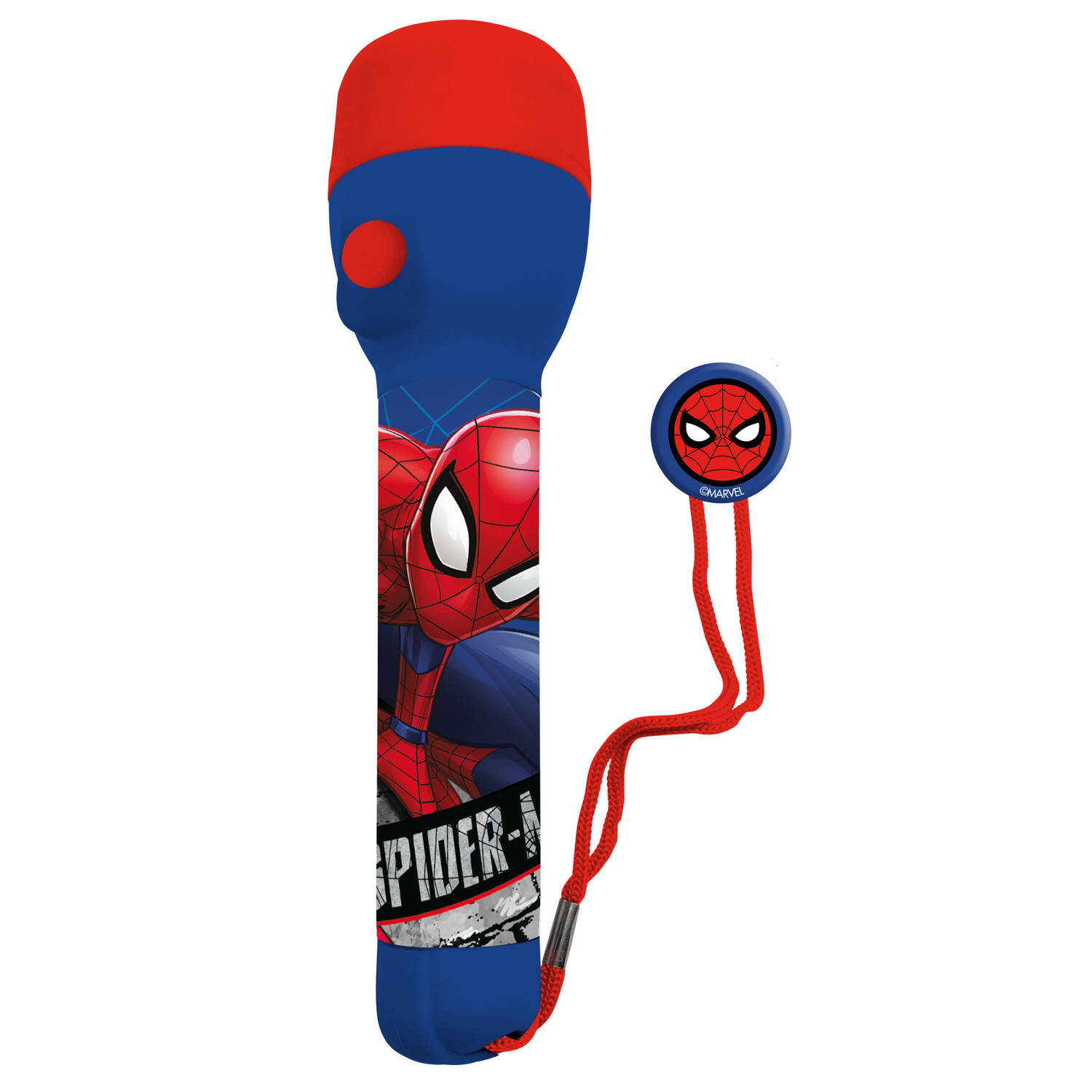 Marvel Spiderman kinder zaklamp/leeslamp - rood/blauw - kunststof - 16 x 4 cm - Kinder zaklampen