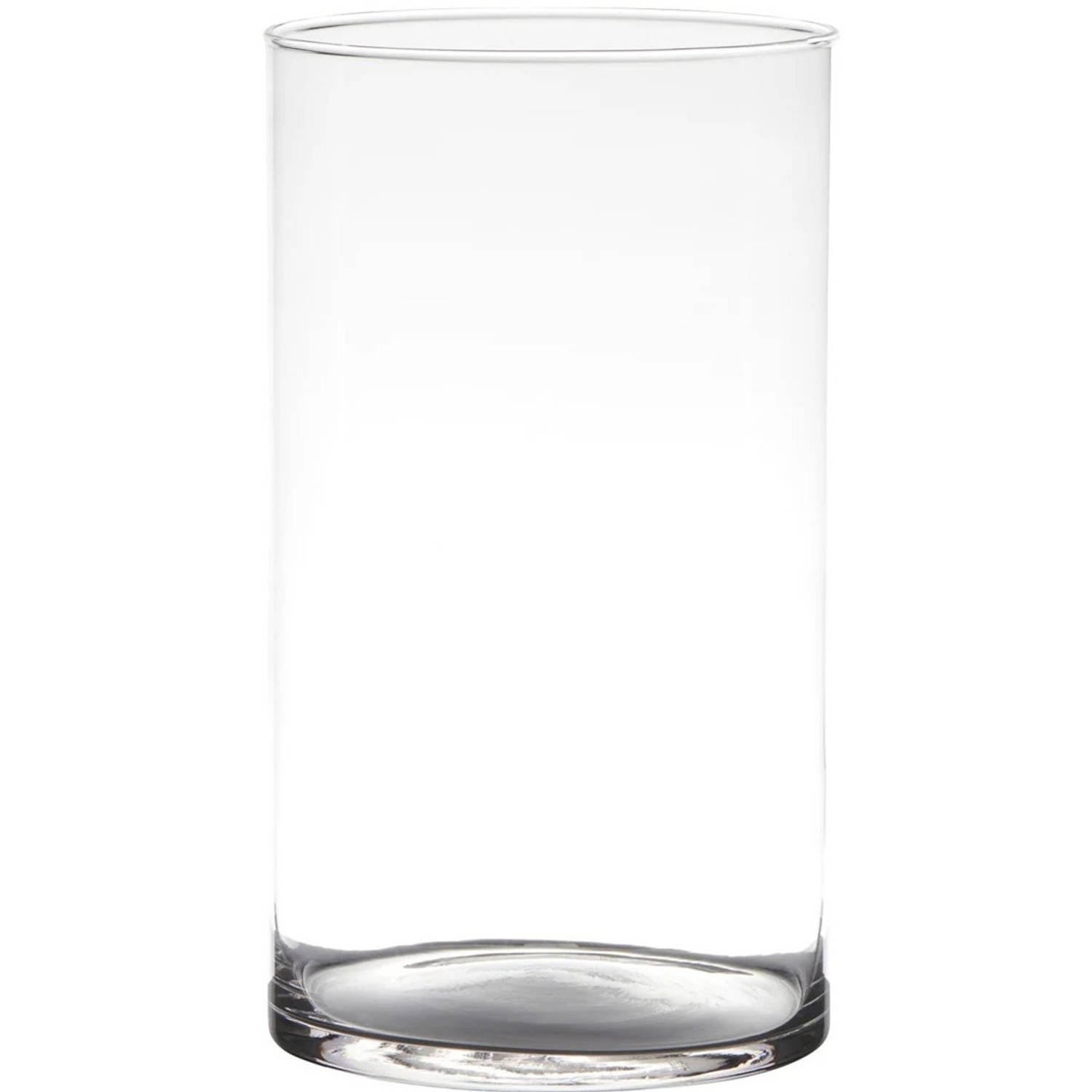 Trendoz Bloemenvaas Neville - helder transparant - glas - D14 x H21 cm - Cilinder vorm