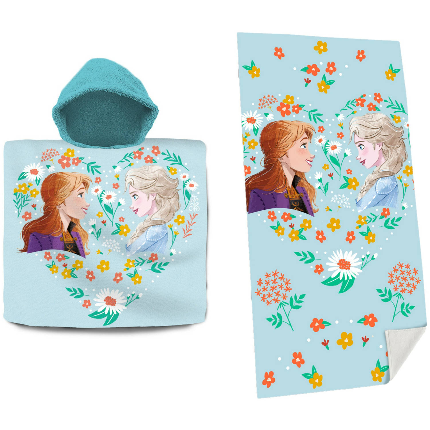 Set van bad cape-poncho met strand-badlaken voor kinderen met Disney Frozen print Badcapes