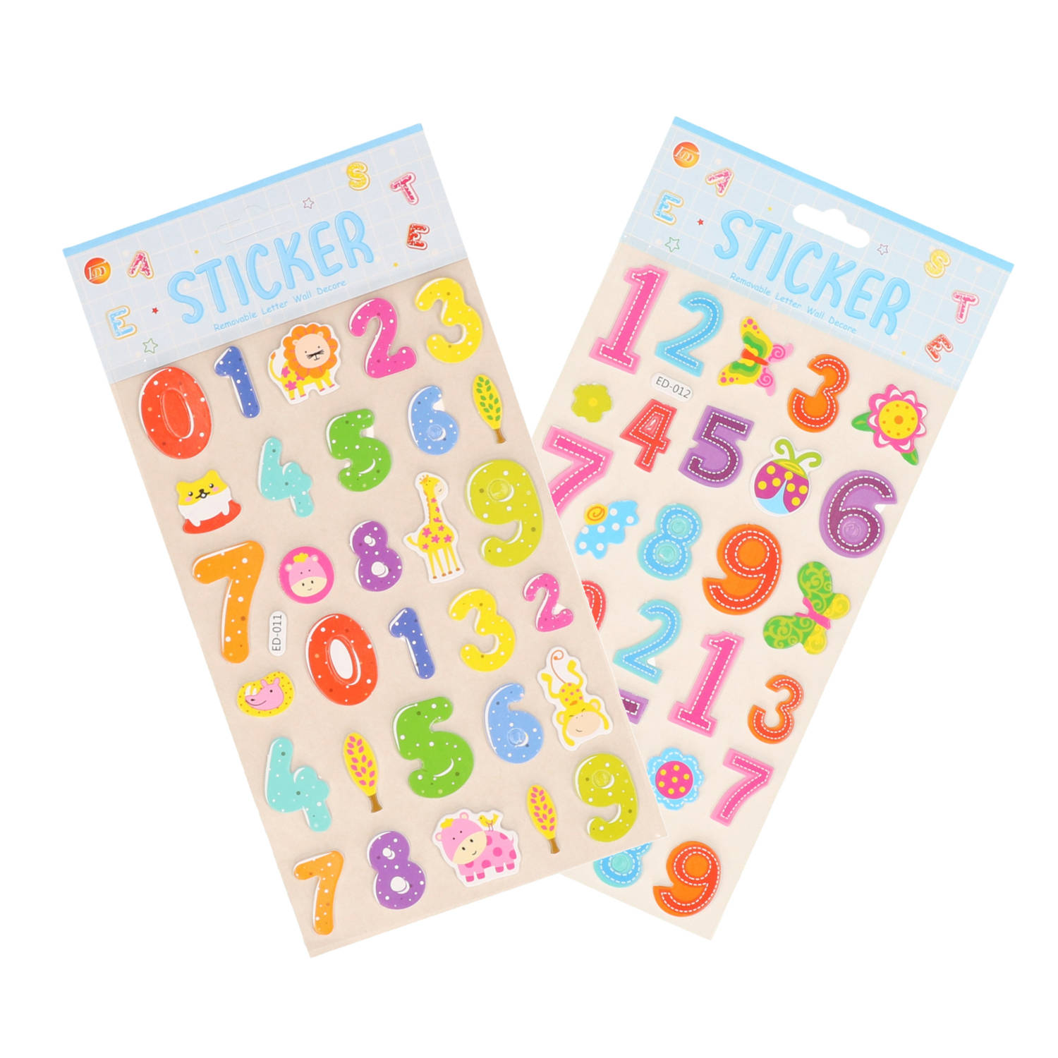 Stickervelletjes 2x 25 sticker cijfers 0-9 gekleurd nummers Stickers