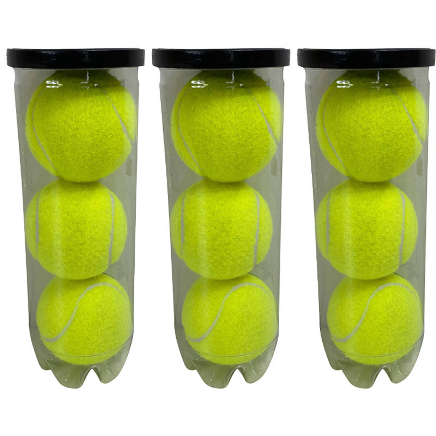 Tennisballen in koker 9x geel Tennisballen
