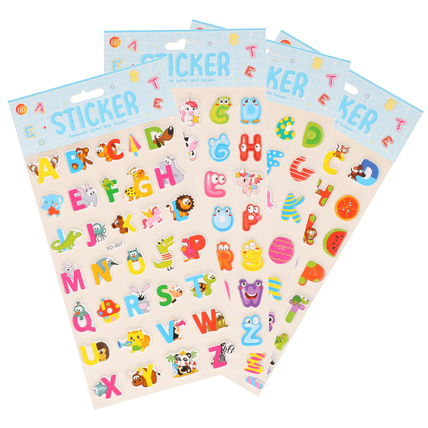 Stickervelletjes 4x 34 sticker letters A-Z gekleurd alfabet Stickers