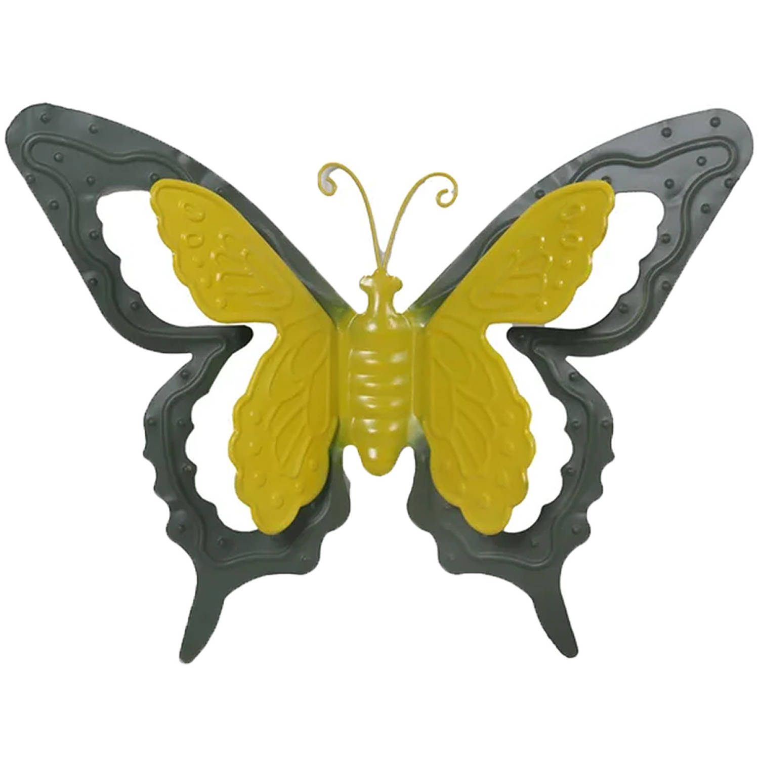 Tuin-schutting decoratie vlinder metaal groen 36 x 27 cm Tuinbeelden