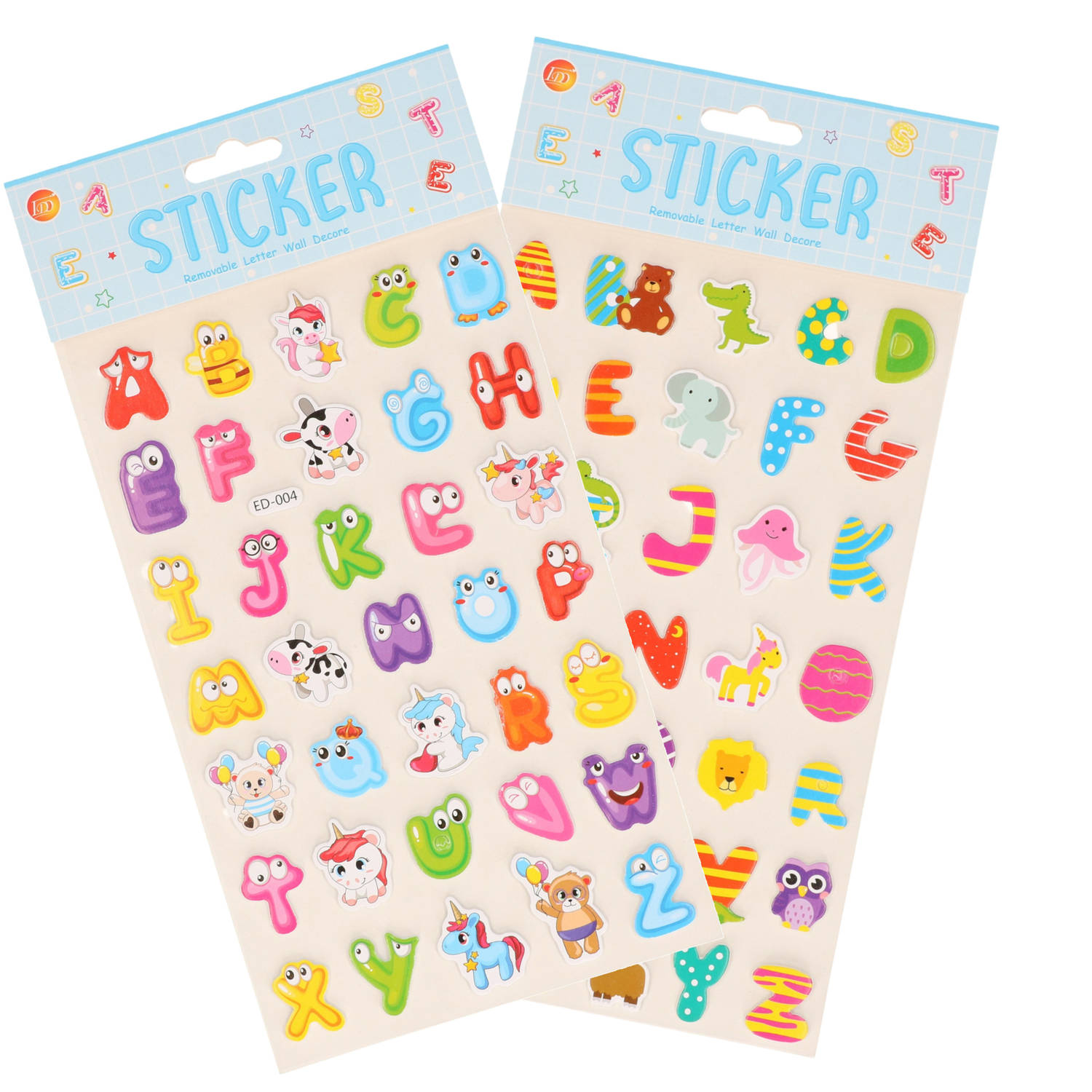 Stickervelletjes 2x 34 sticker letters A-Z gekleurd alfabet Stickers
