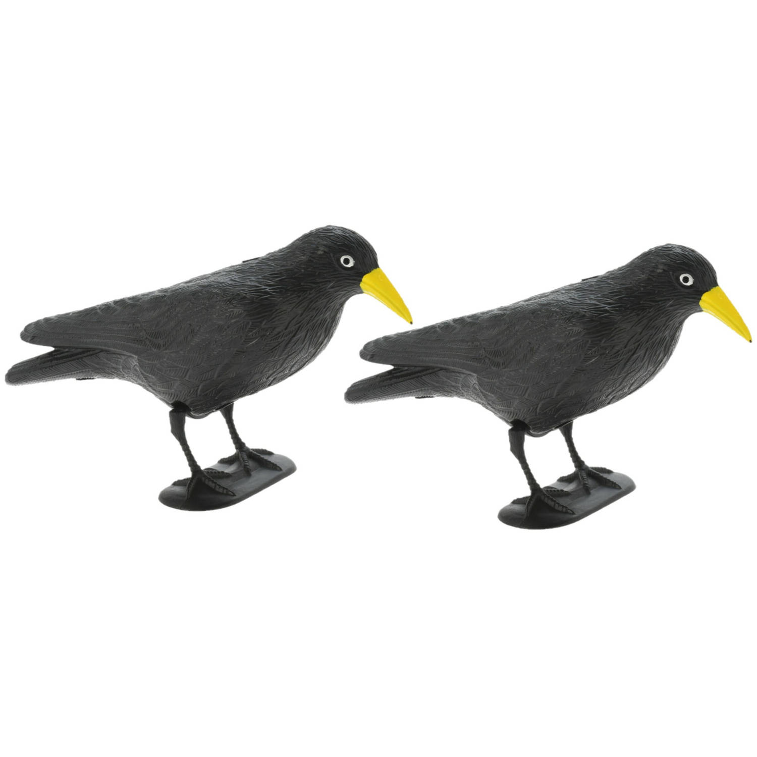 Raaf-kraai 2x zwart vogelverschrikker-vogelverjager 35 cm Vogelverjagers