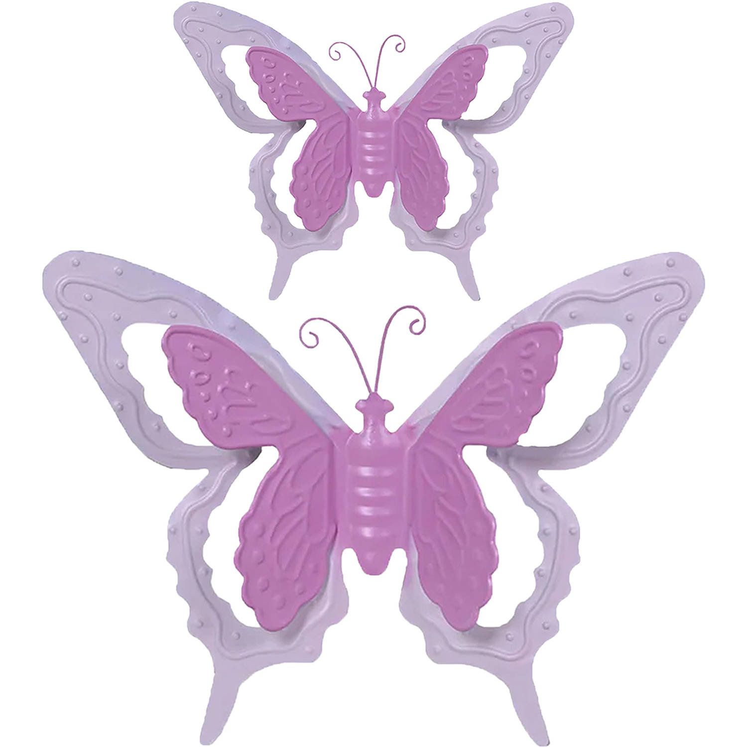 Tuin-schutting decoratie vlinders metaal roze 17 x 13 cm 36 x 27 cm Tuinbeelden