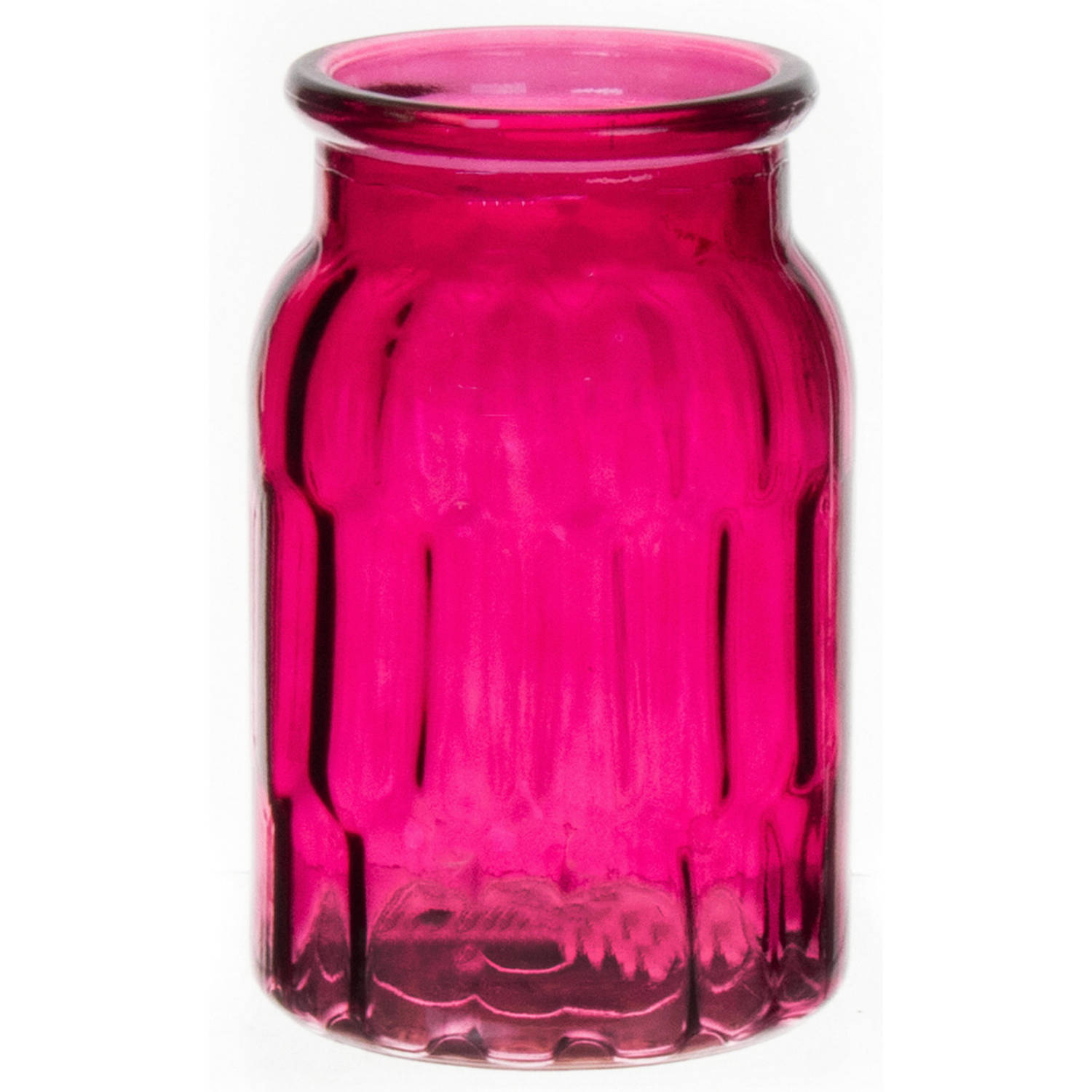 Bloemenvaas Klein Fuchsia Roze Transparant Glas D10 X H16 Cm Vazen