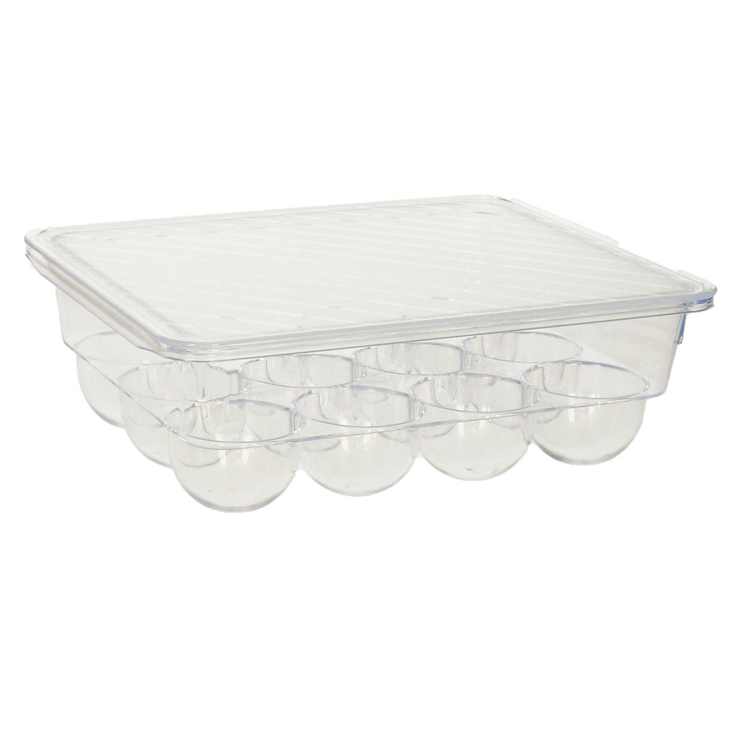 Plasticforte Eierdoos - koelkast organizer eierhouder - 12 eieren - transparant - kunststof - 22,5 x 17,5 cm