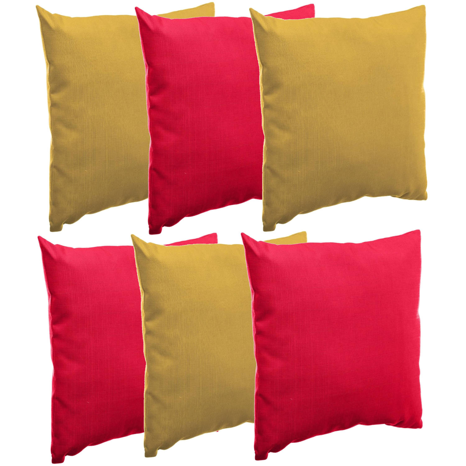 Bank-sier-tuin kussens voor binnen-buiten set 6x stuks rood-geel 40 x 40 cm Sierkussens