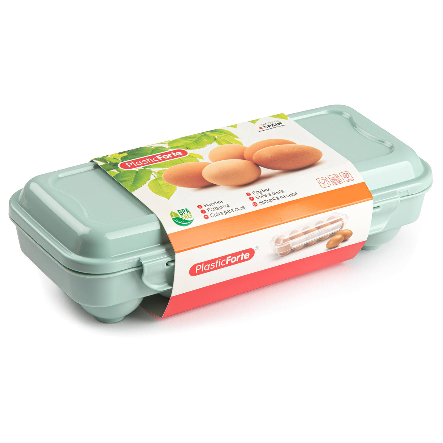 Eierdoos koelkast organizer eierhouder 10 eieren mint groen kunststof 27 x 12,5 cm Vershoudbakjes
