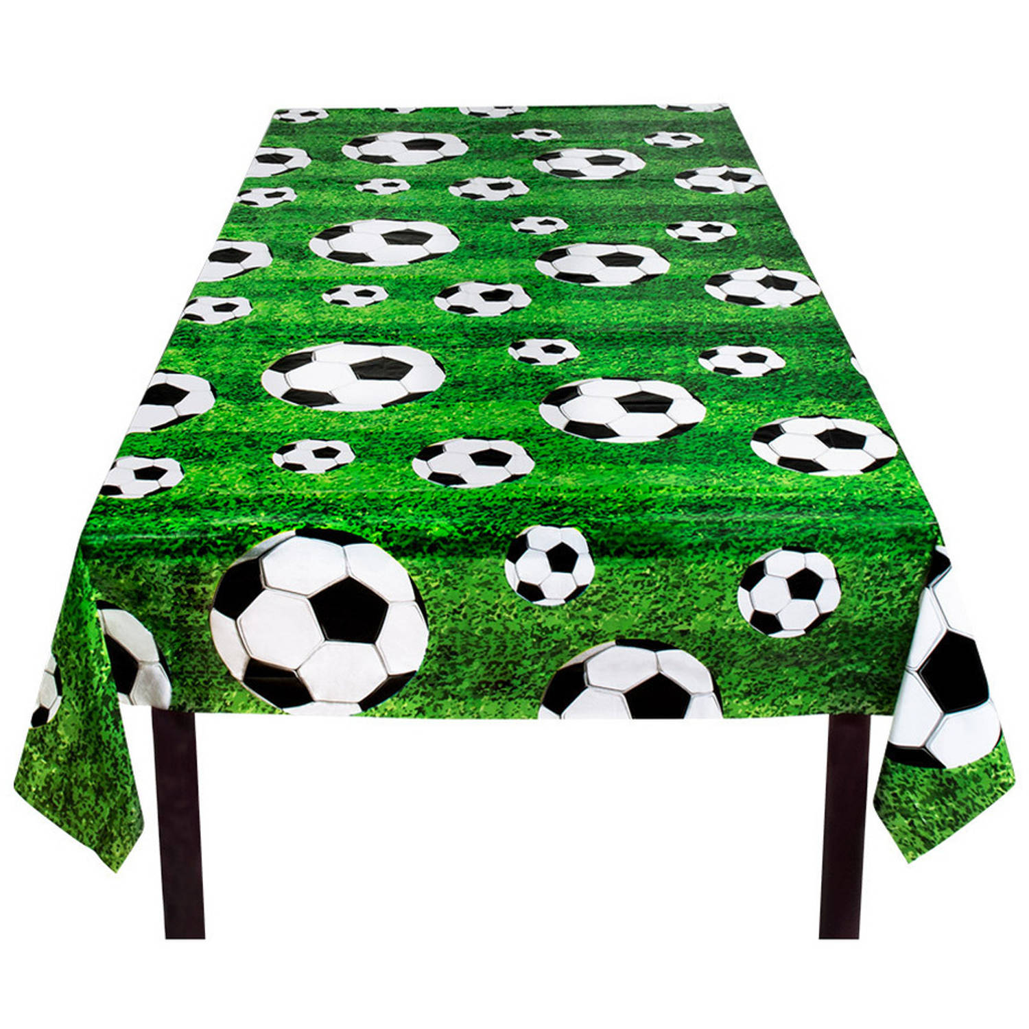 2x Tafelkleed-tafellaken voetbal thema plastic 120 x 180 cm Feesttafelkleden
