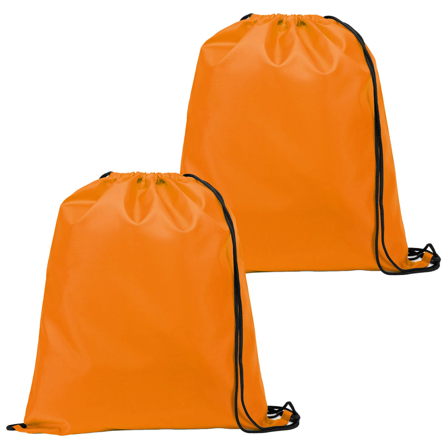 Gymtas-lunchtas-zwemtas met rijgkoord 2x voor kinderen oranje 35 x 41 cm Rugzak