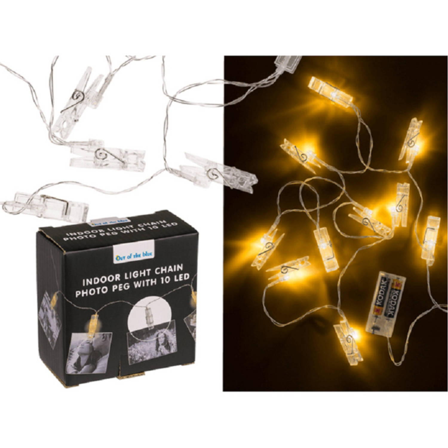 Lichtslinger met LED verlichte knijpertjes 160 cm kaarten-foto ophangen Lichtsnoeren