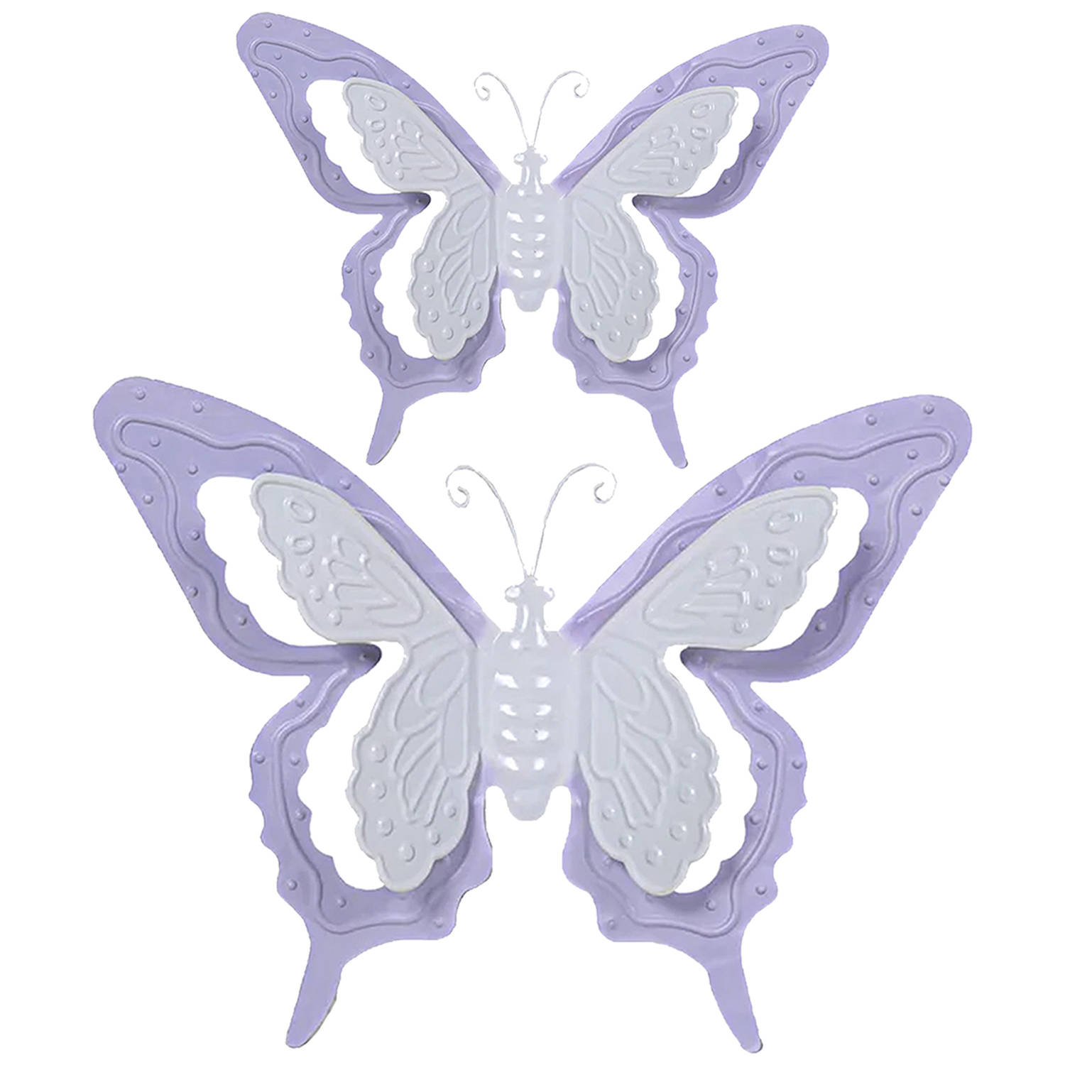 Tuin-schutting decoratie vlinders metaal lila paars 24 x 18 cm 46 x 34 cm Tuinbeelden
