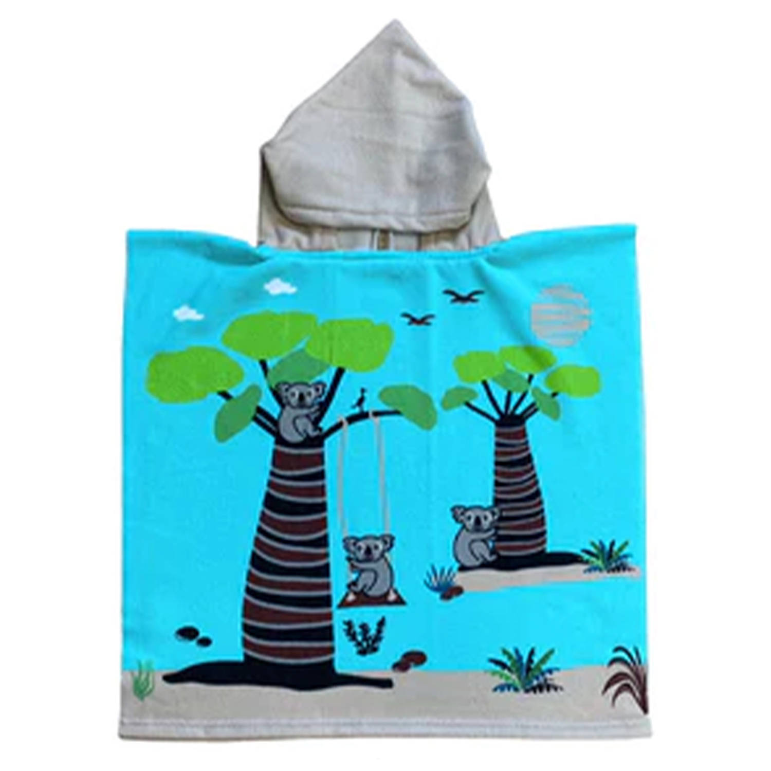 Bad cape/poncho - kinderen - koala print - 60 x 120 cm - microvezel