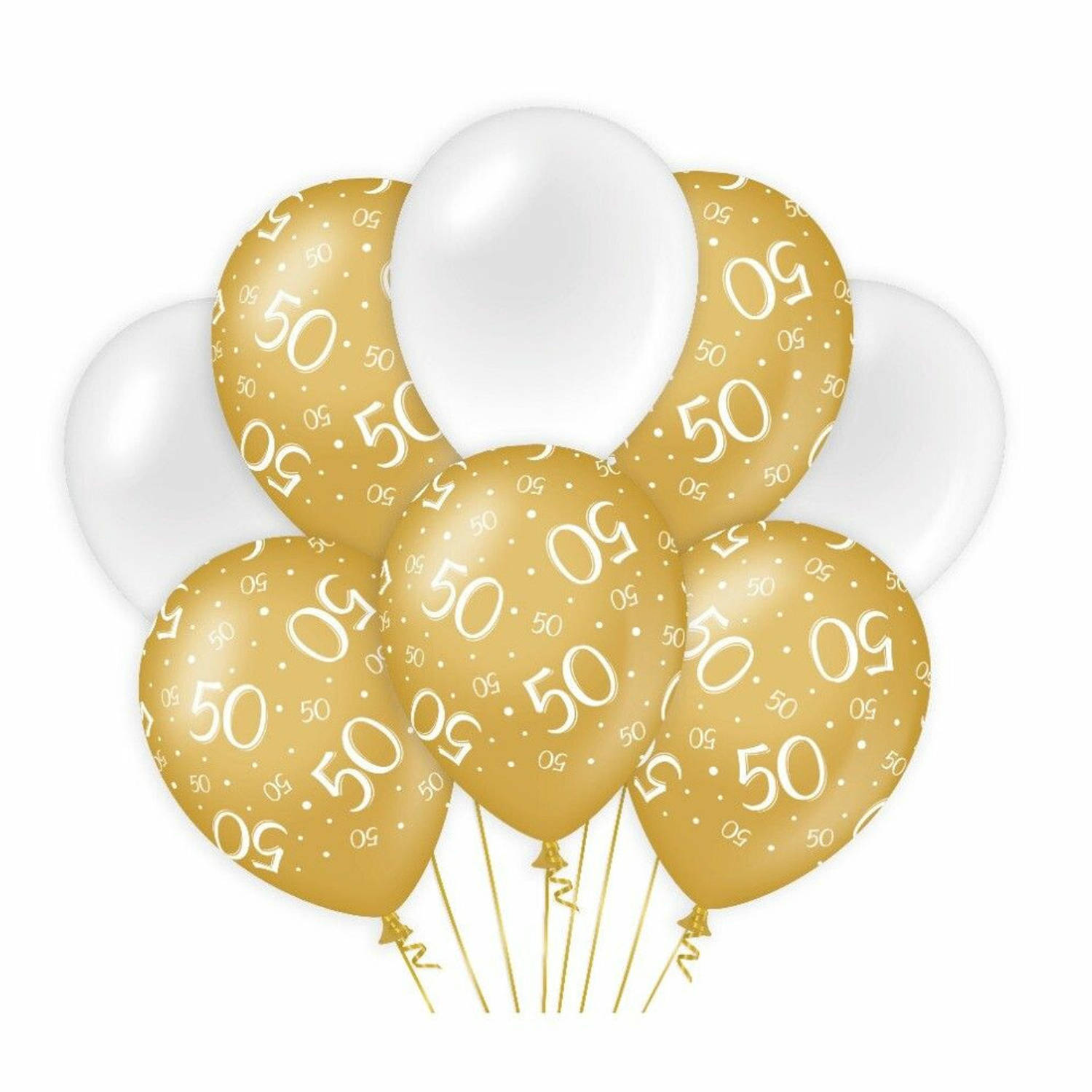 Paperdreams 50 jaar leeftijd thema Ballonnen - 24x - goud/wit - Verjaardag feestartikelen - Ballonnen