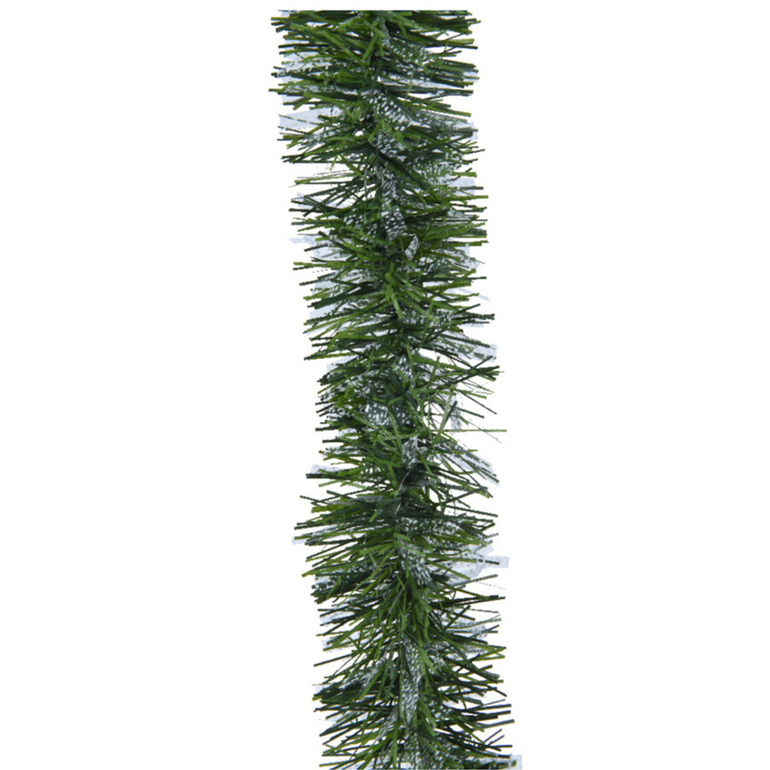 Decoris lametta kerstslinger - groen/transparant - folie - 270 x 7,5 cm