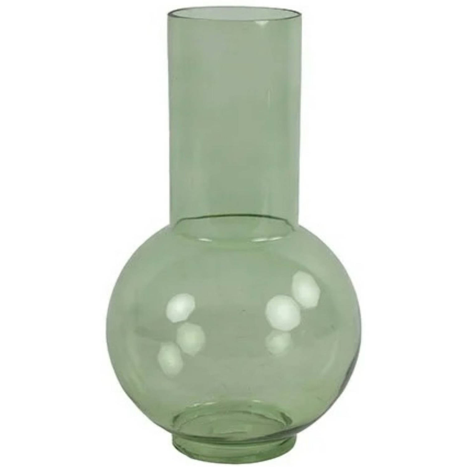 Countryfield Bloemenvaas Catlin - groen - transparant glas - D20 x H36 cm