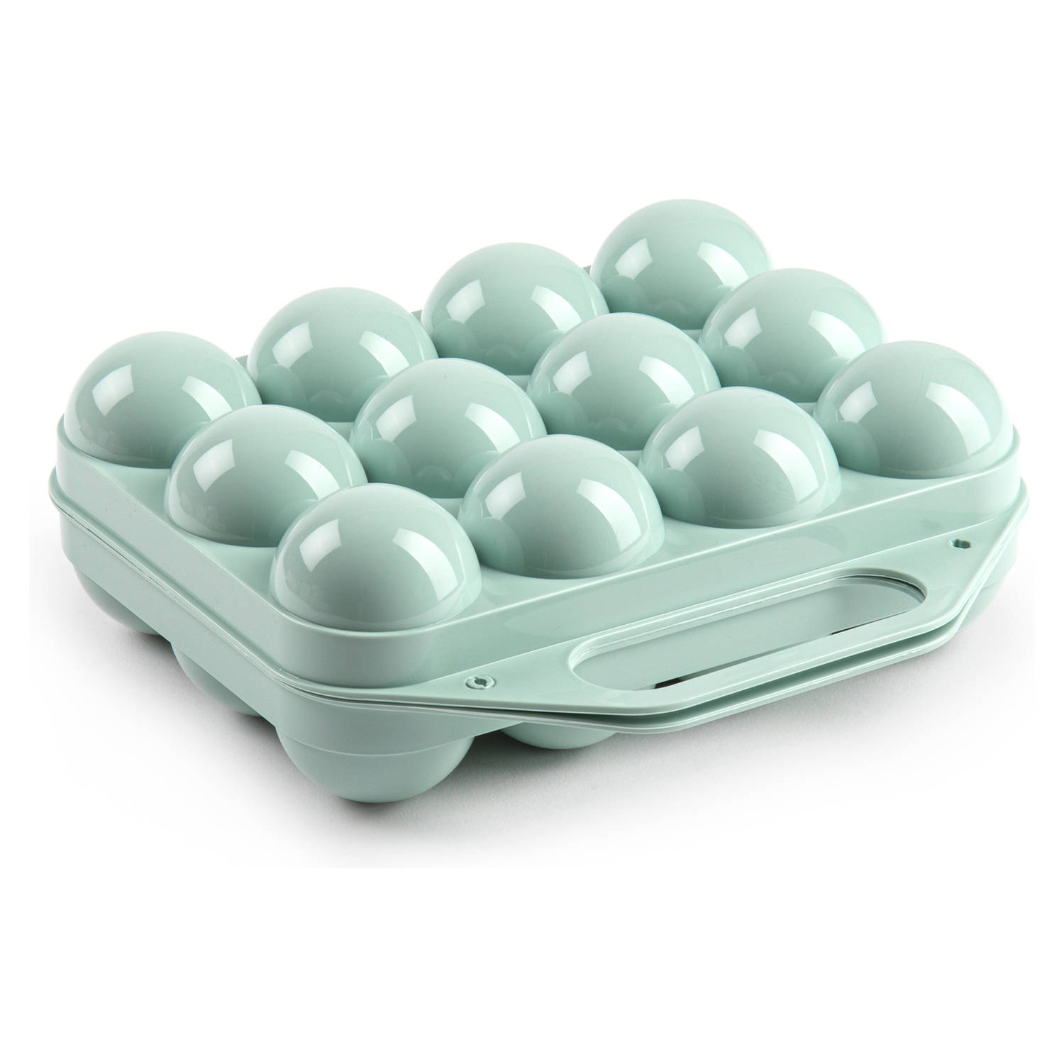 Eierdoos koelkast organizer eierhouder 12 eieren mint groen kunststof 20 x 19 cm Vershoudbakjes