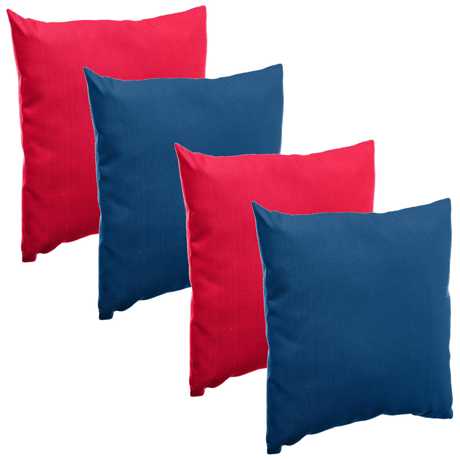 Bank-sier-tuin kussens voor binnen-buiten set 4x stuks rood-blauw 40 x 40 cm Sierkussens
