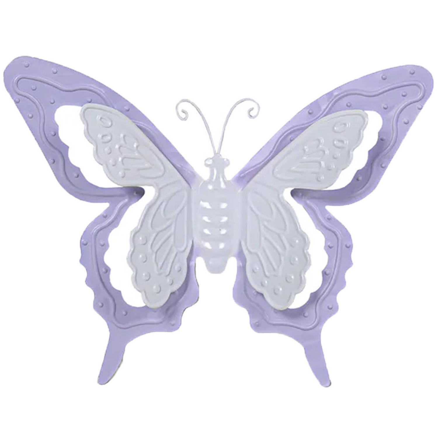 Mega Collections tuin-schutting decoratie vlinder metaal lila paars 17 x 13 cm Tuinbeelden