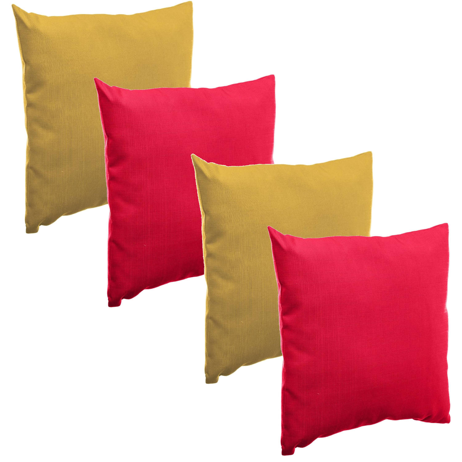 Bank-sier-tuin kussens voor binnen-buiten set 4x stuks rood-geel 40 x 40 cm Sierkussens
