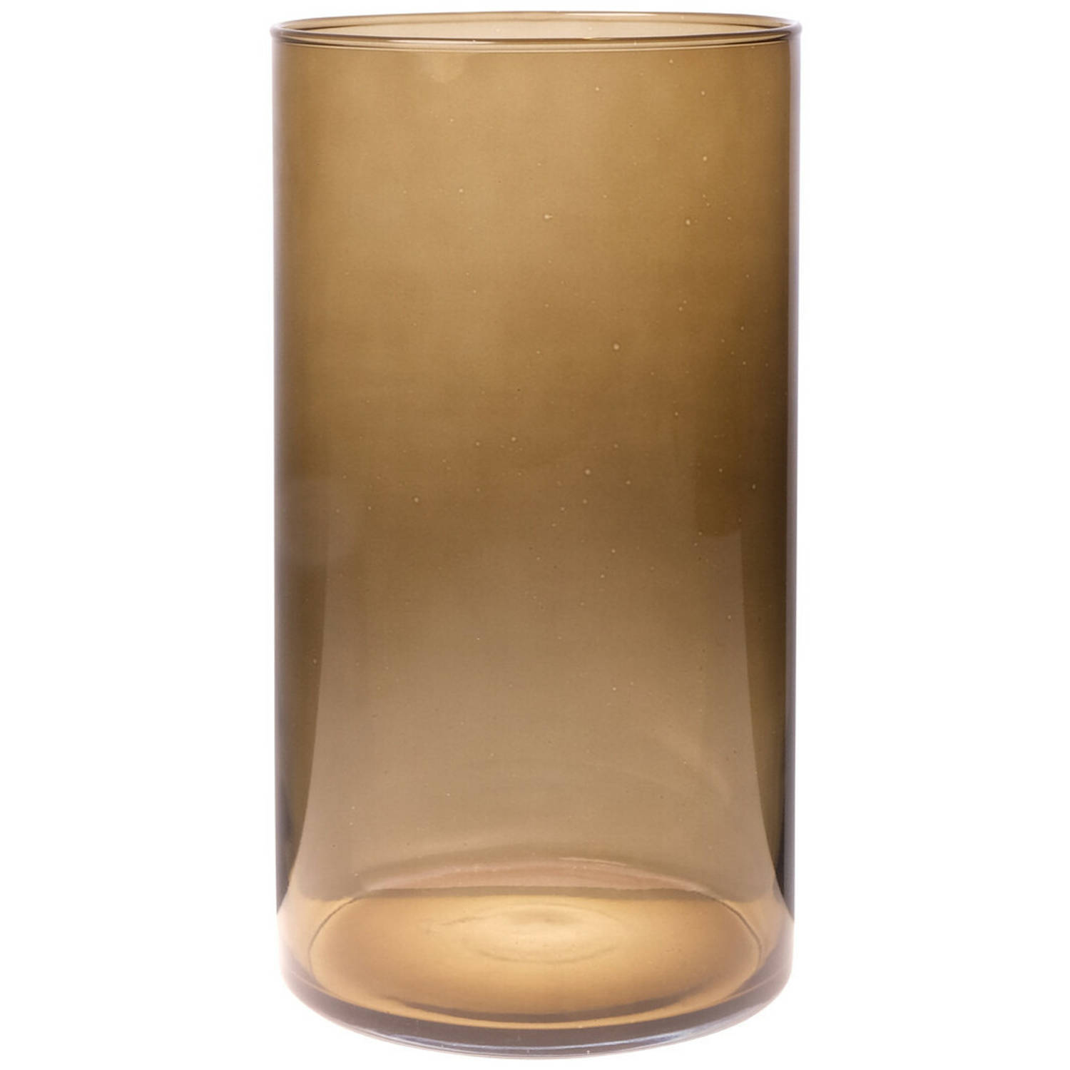 Trendoz Bloemenvaas Neville - lichtbruin transparant - glas - D16 x H30 cm - Cilinder vorm