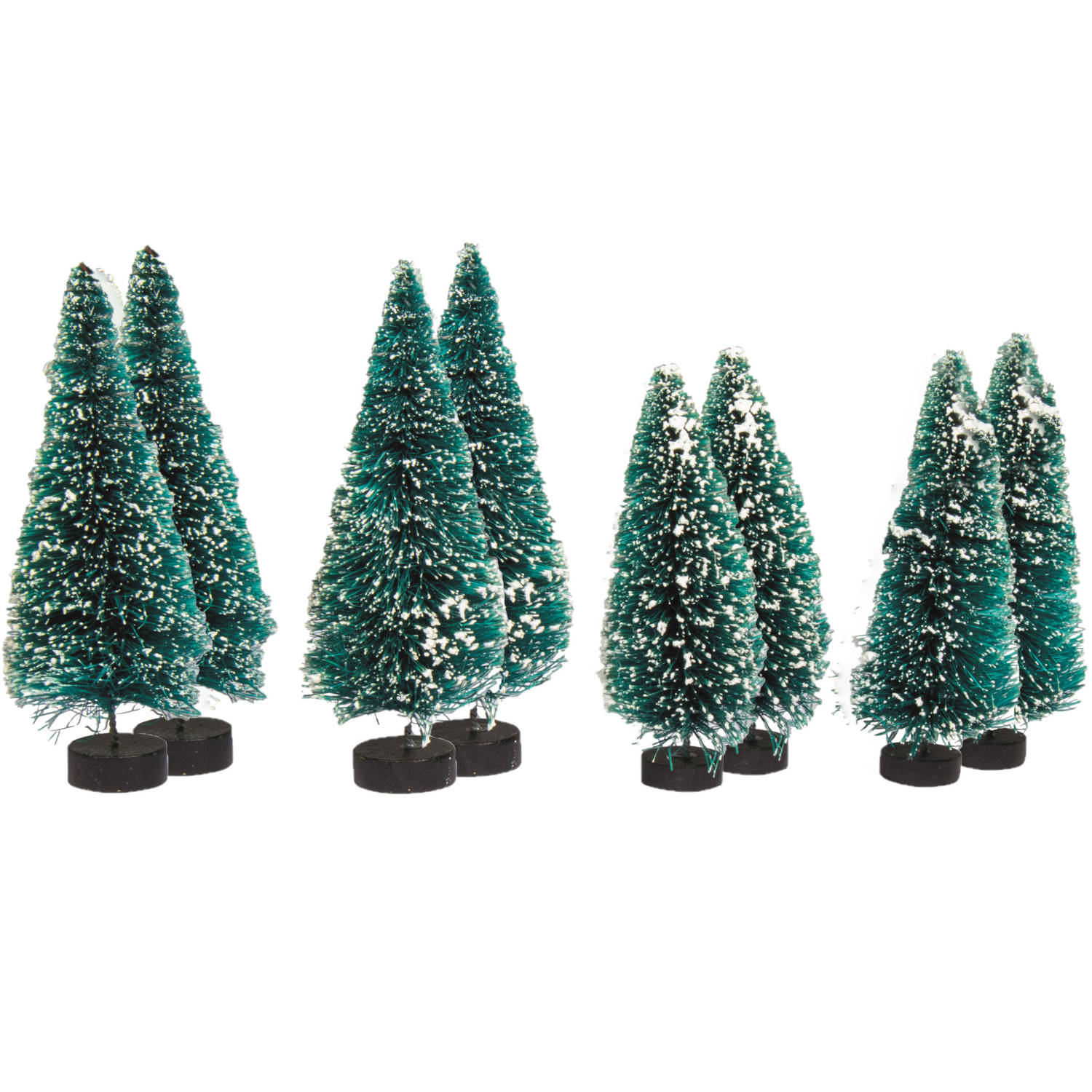 Rayher hobby kerstdorp miniatuur boompjes 8x stuks 9 en 12 cm Kerstdorpen