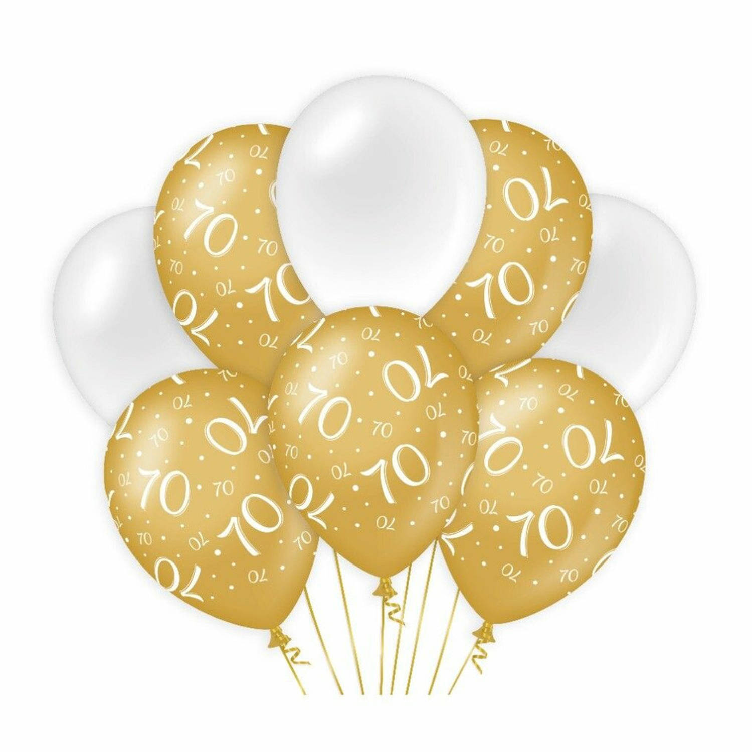 Paperdreams 70 jaar leeftijd thema Ballonnen - 24x - goud/wit - Verjaardag feestartikelen - Ballonnen