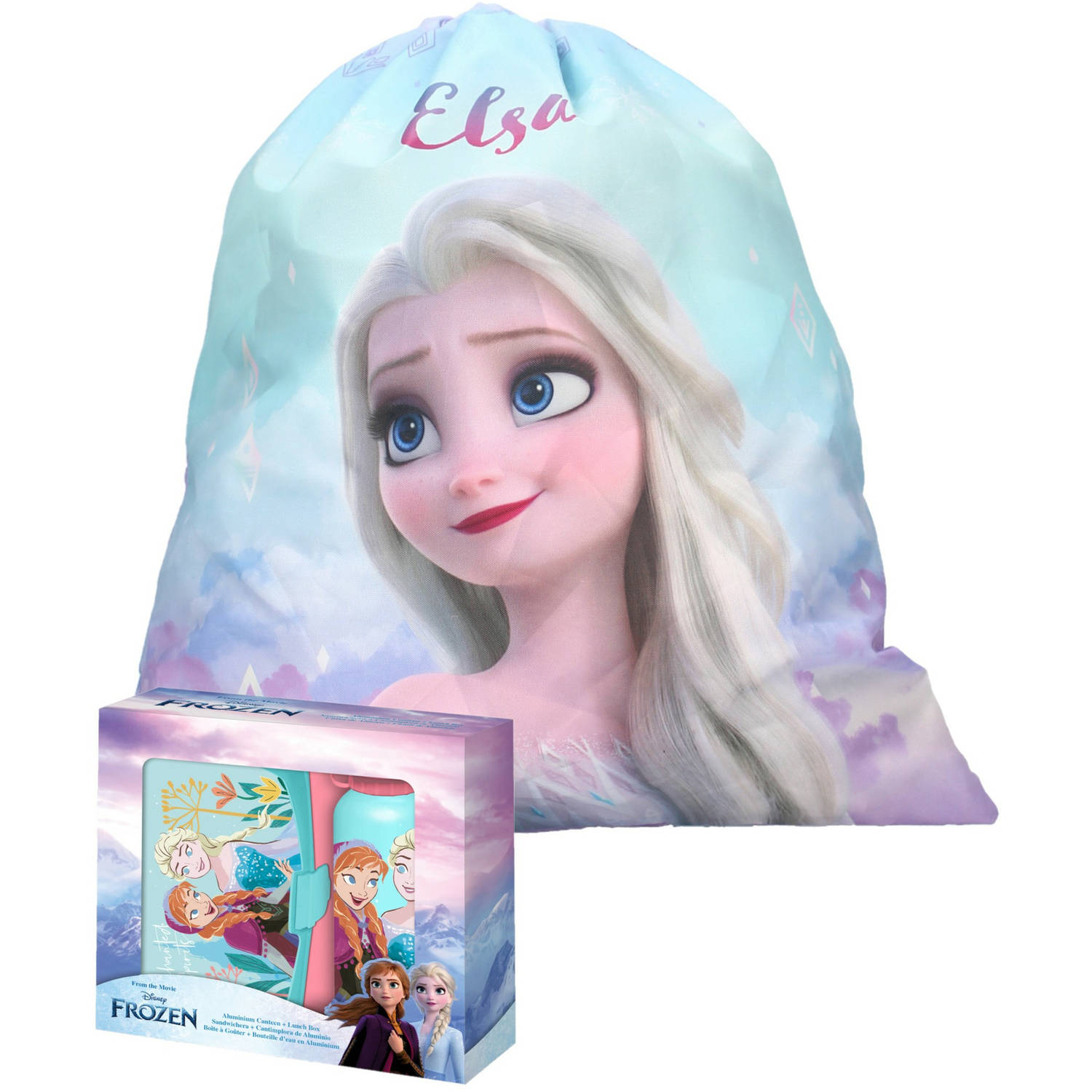 Disney Frozen lunchbox set voor kinderen 3-delig blauw incl. gymtas-schooltas Lunchboxen