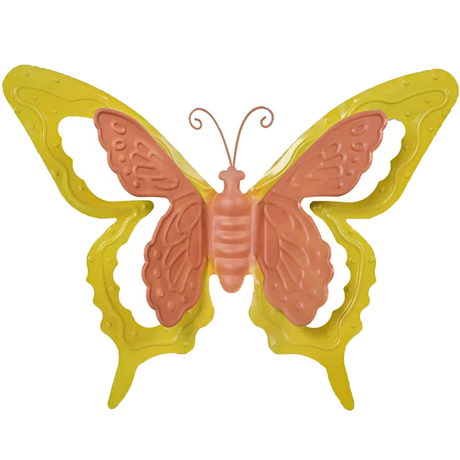 Mega Collections tuin-schutting decoratie vlinder metaal oranje 46 x 34 cm Tuinbeelden