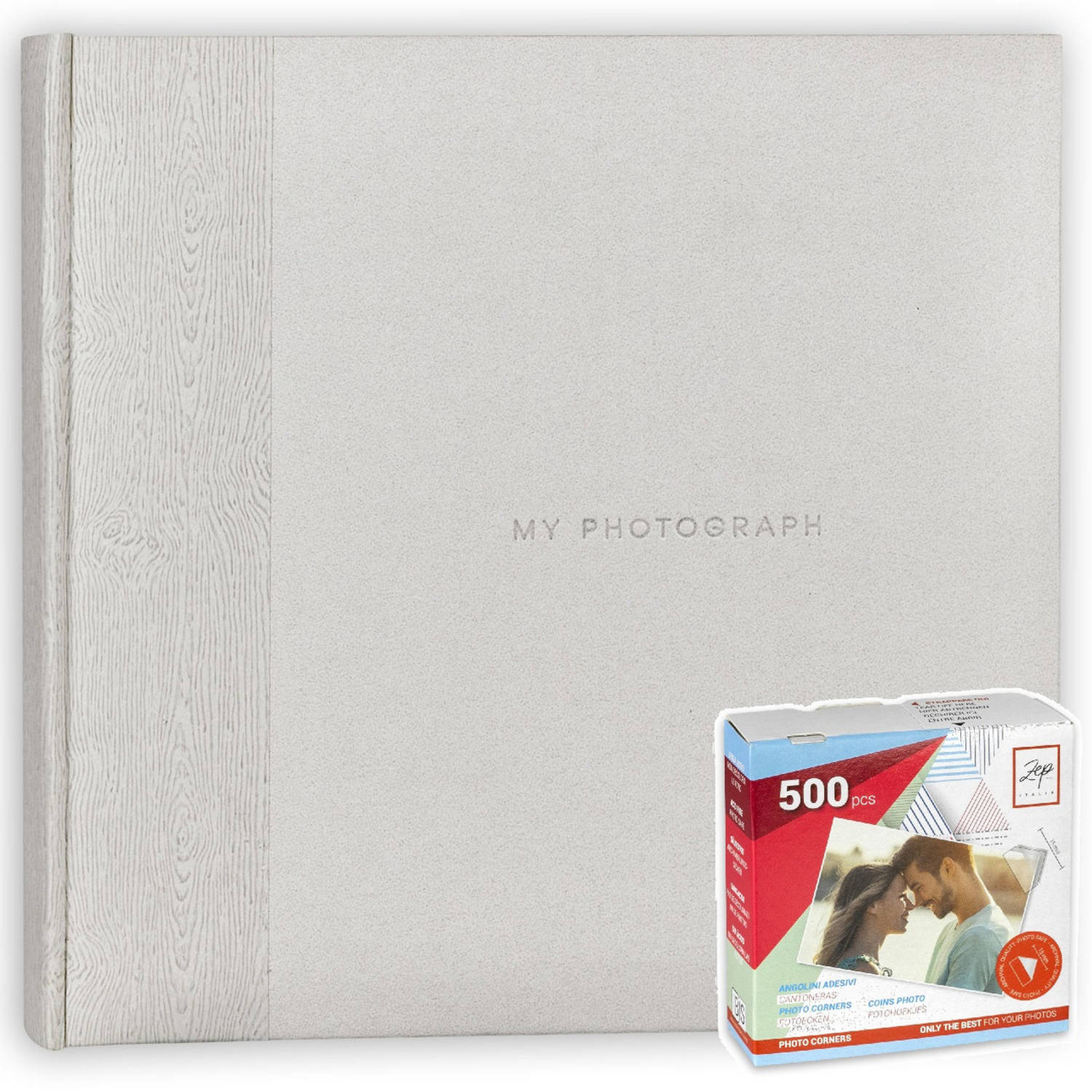 Fotoboek-fotoalbum Luis met 20 paginas wit 24 x 24 x 2 cm inclusief plakkers Fotoalbums