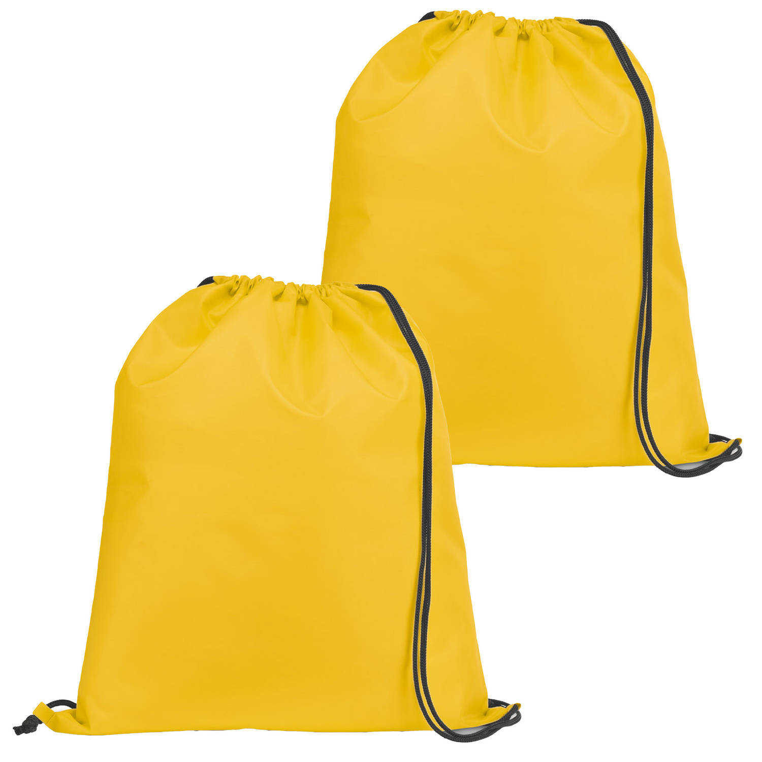 Gymtas-lunchtas-zwemtas met rijgkoord 2x voor kinderen geel 35 x 41 cm Rugzak