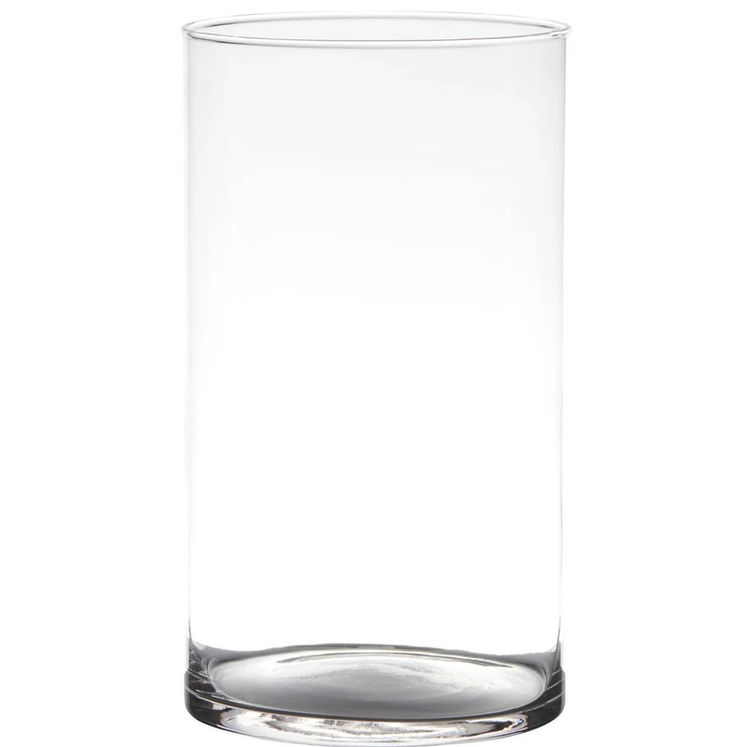 Trendoz Bloemenvaas Neville - helder transparant - glas - D16 x H30 cm - Cilinder vorm