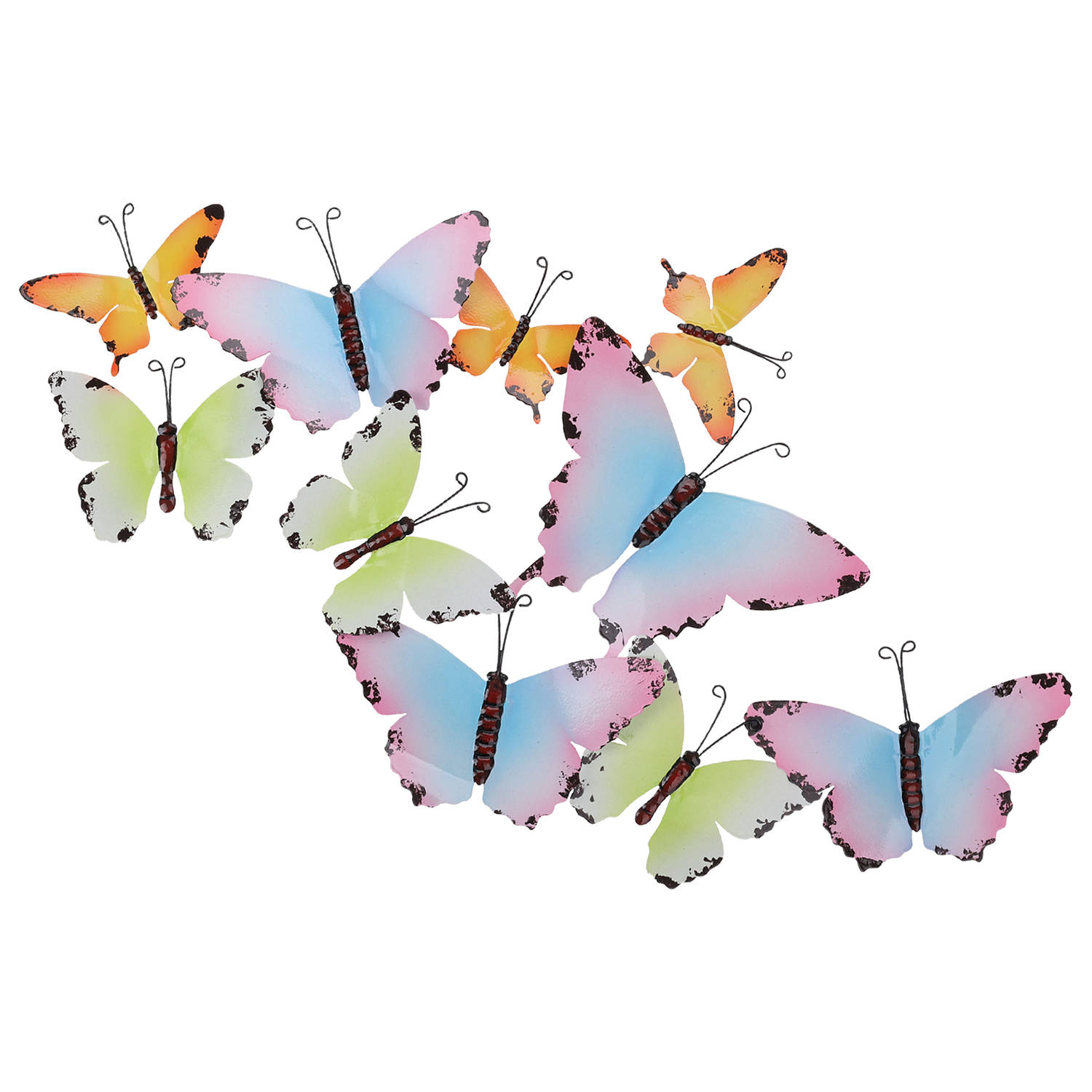 Pro Garden tuin wanddecoratie vlinders metaal groen 66 x 38 cm Tuinbeelden