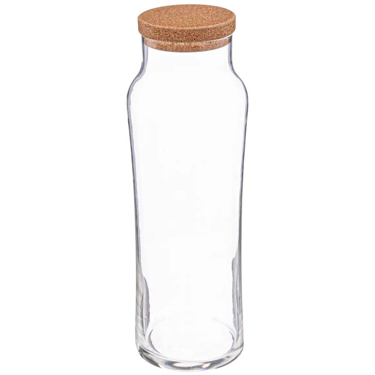 Secret de Gourmet Water Karaf met afsluitdop van kurk - glas - 1 Liter - schenkkan