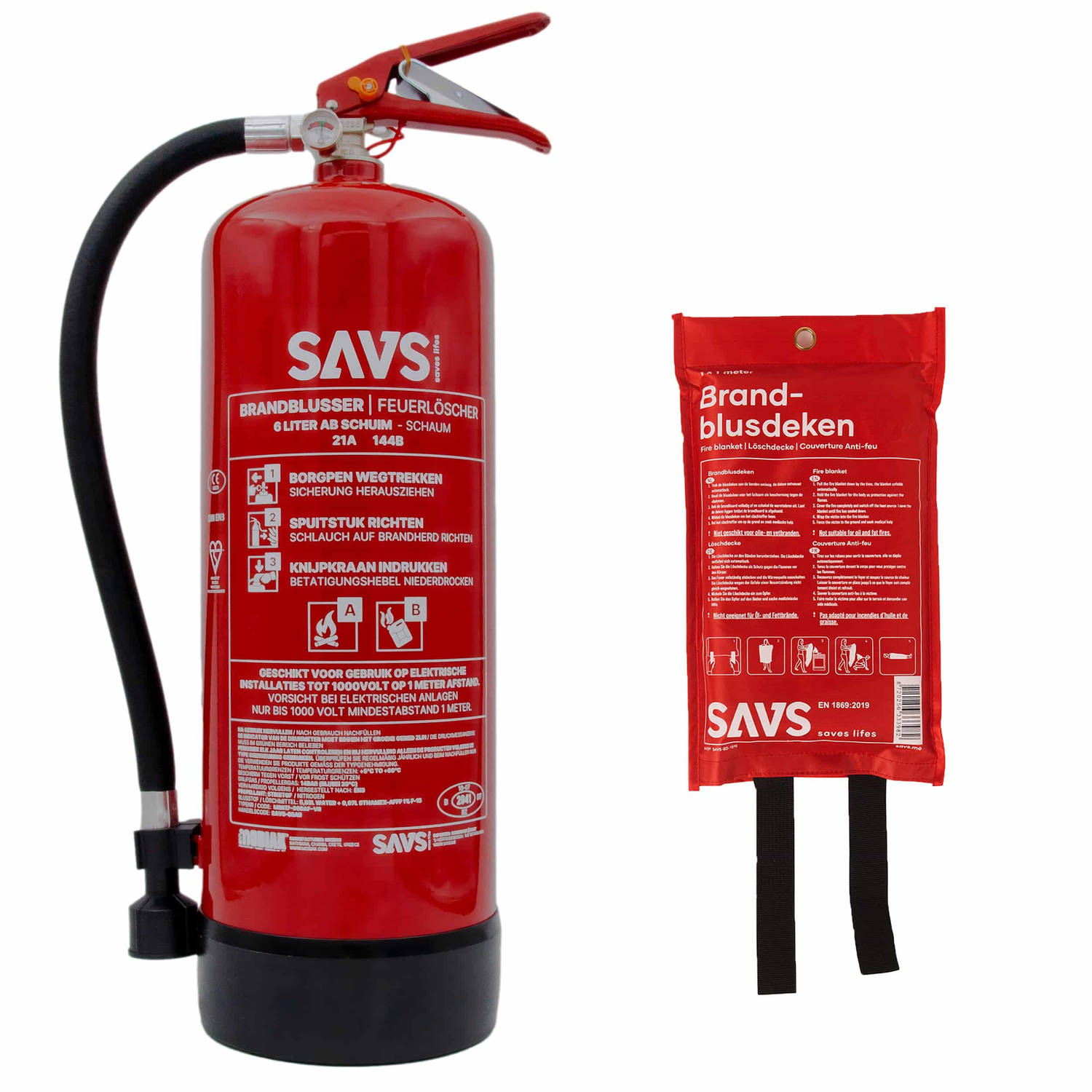 SAVS® Brandblus box - Schuimblusser + Blusdeken - XL