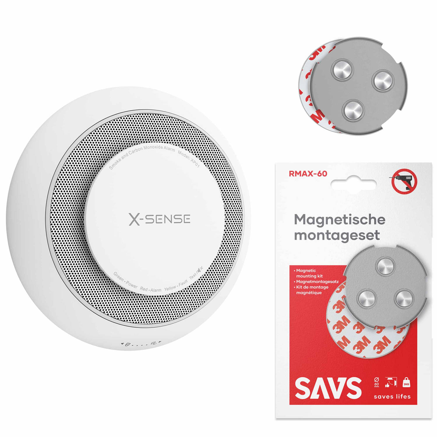 X-Sense XP01 Combimelder - Met magneet montage - Rook en koolmonoxide - 10 Jaar batterij - Rookmelder en koolmonoxidemelder - Rook én CO melder zonder boren