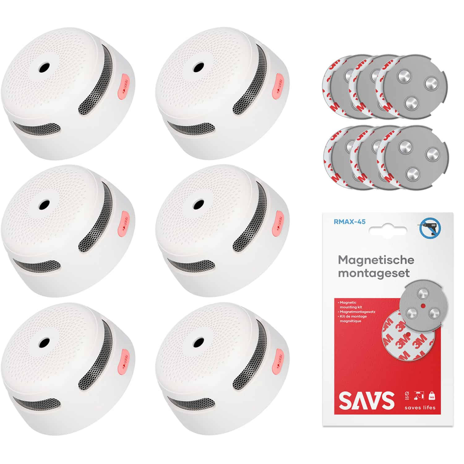 X-Sense XS01 Rookmelder 6 pack + SAVS® Montageset 10 jaar accu Zeer voordelig 6 pack